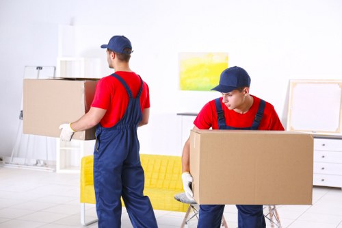 Business moving boxes and office equipment in Claphampark