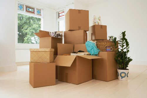 Packed household items ready for home moving in Claphampark