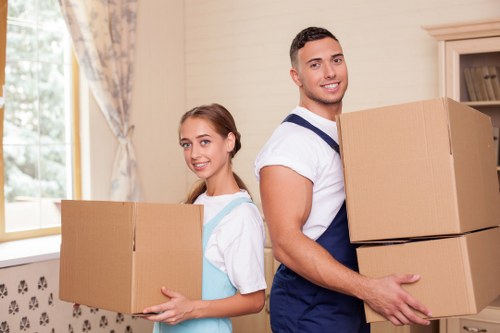 Packed moving boxes ready for Claphampark house removals
